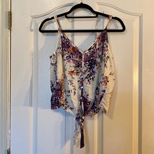 Floral Cropped Tank Blouse with Adjustable Straps